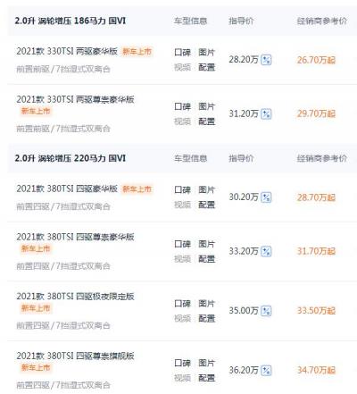 途昂x买330还是380 途昂x330的售价更便宜(途昂x380的动力更强劲)